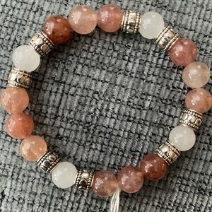 Handmade Strawberry & Clear Quartz bracelet